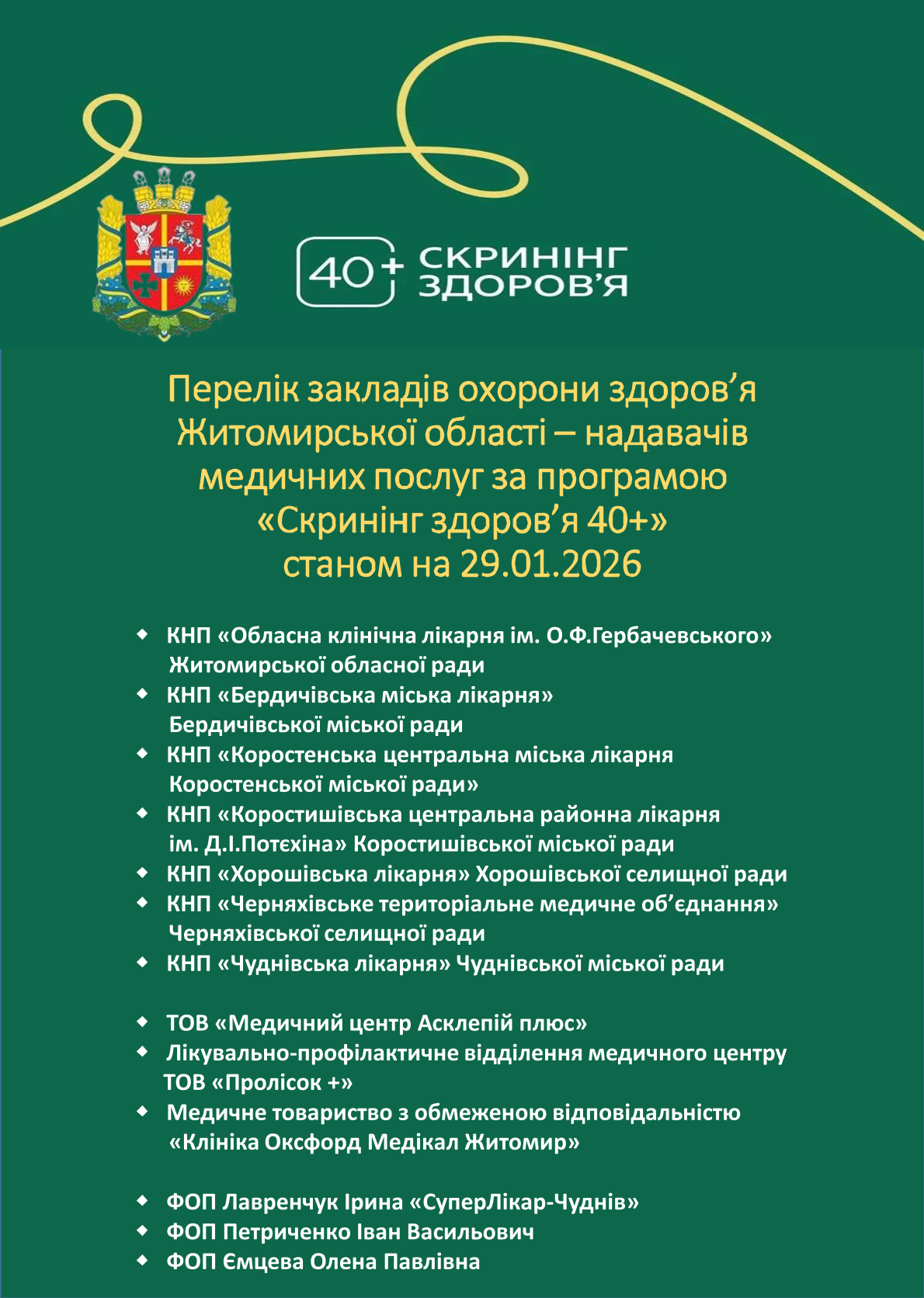 «Скринінг здоров’я 40+»