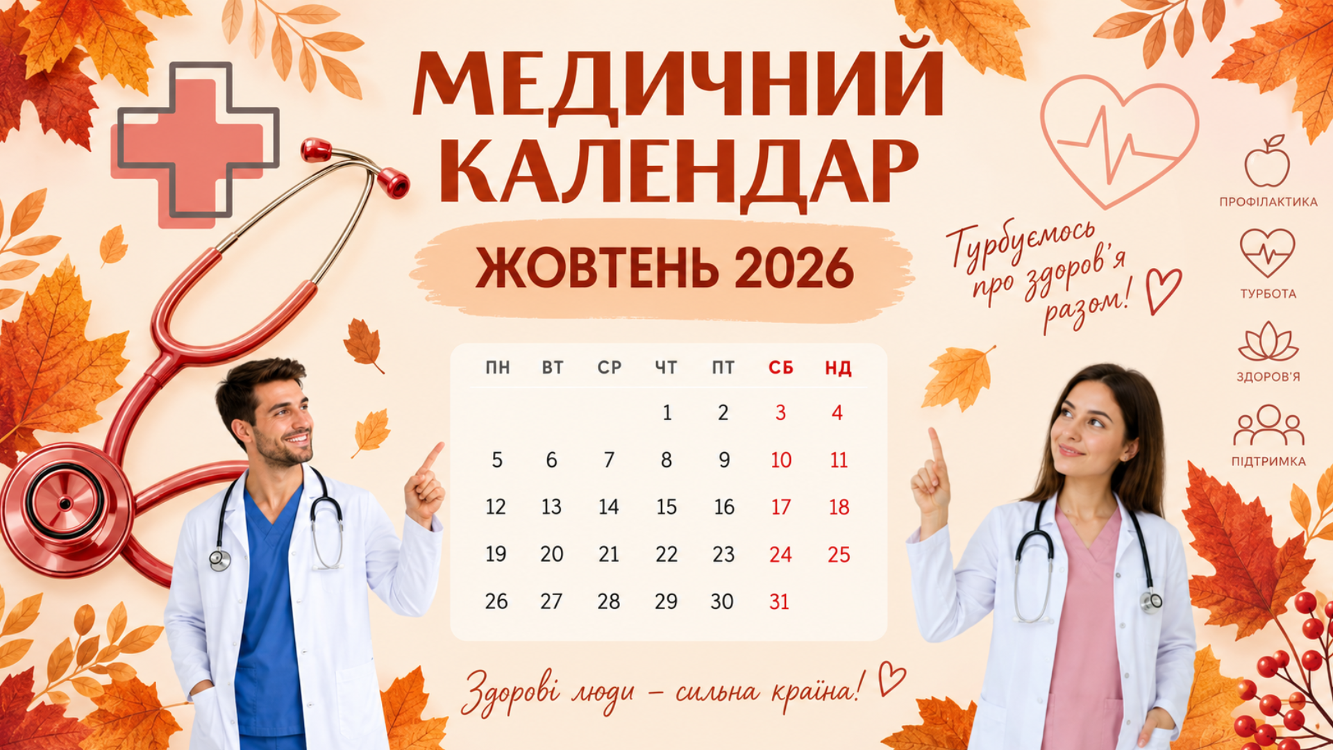 Медичний календар на жовтень 2026 року